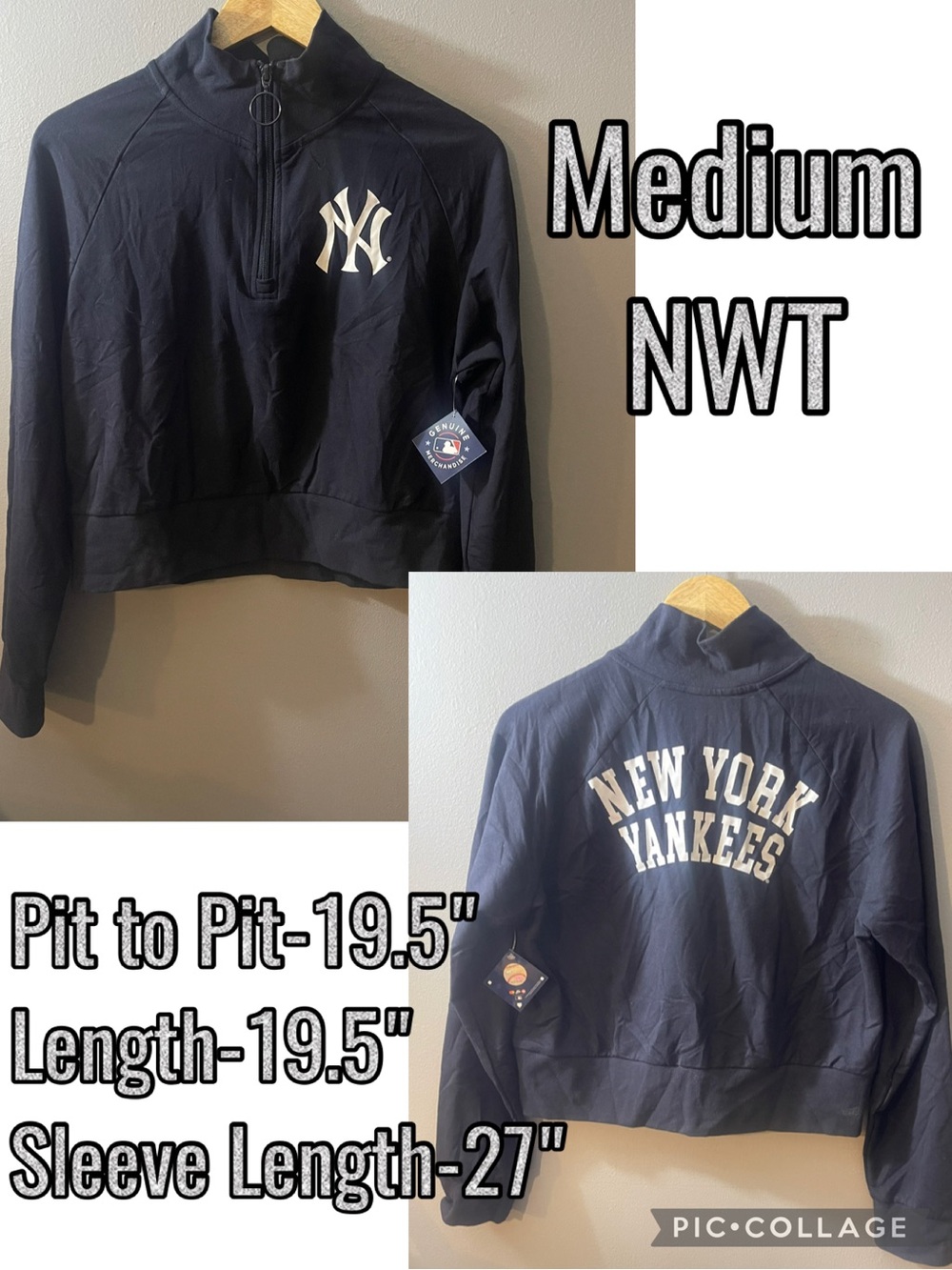 Youth Navy Half-Zip Cropped Sweatshirt